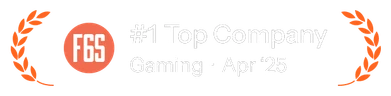 F6S badge: #1 Top Company, Gaming, April 2025